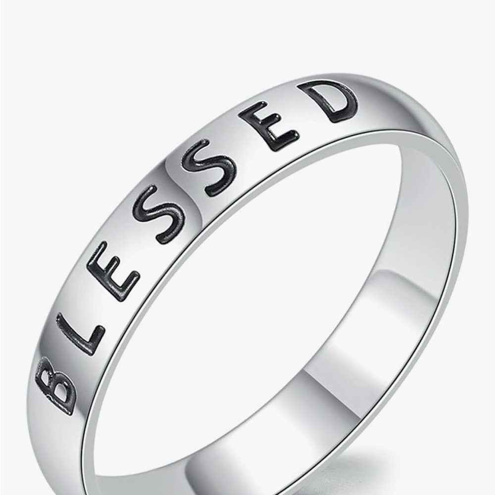 Silver 'Blessed' Engraved Ring